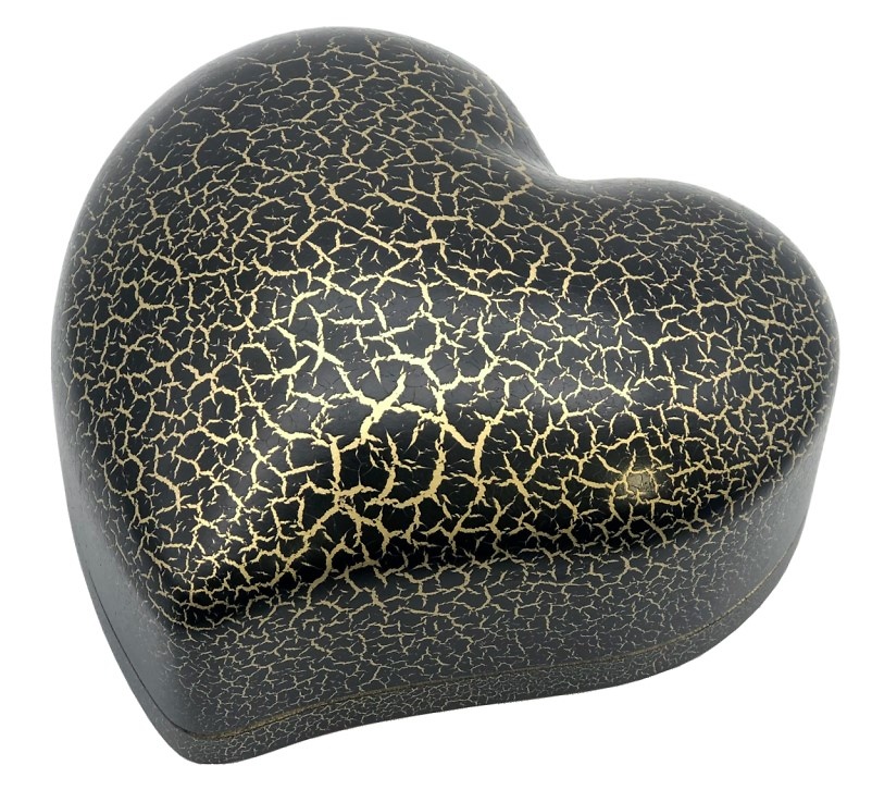 Urna Madera Corazón Pequeño Natural Negro/Dorado 
