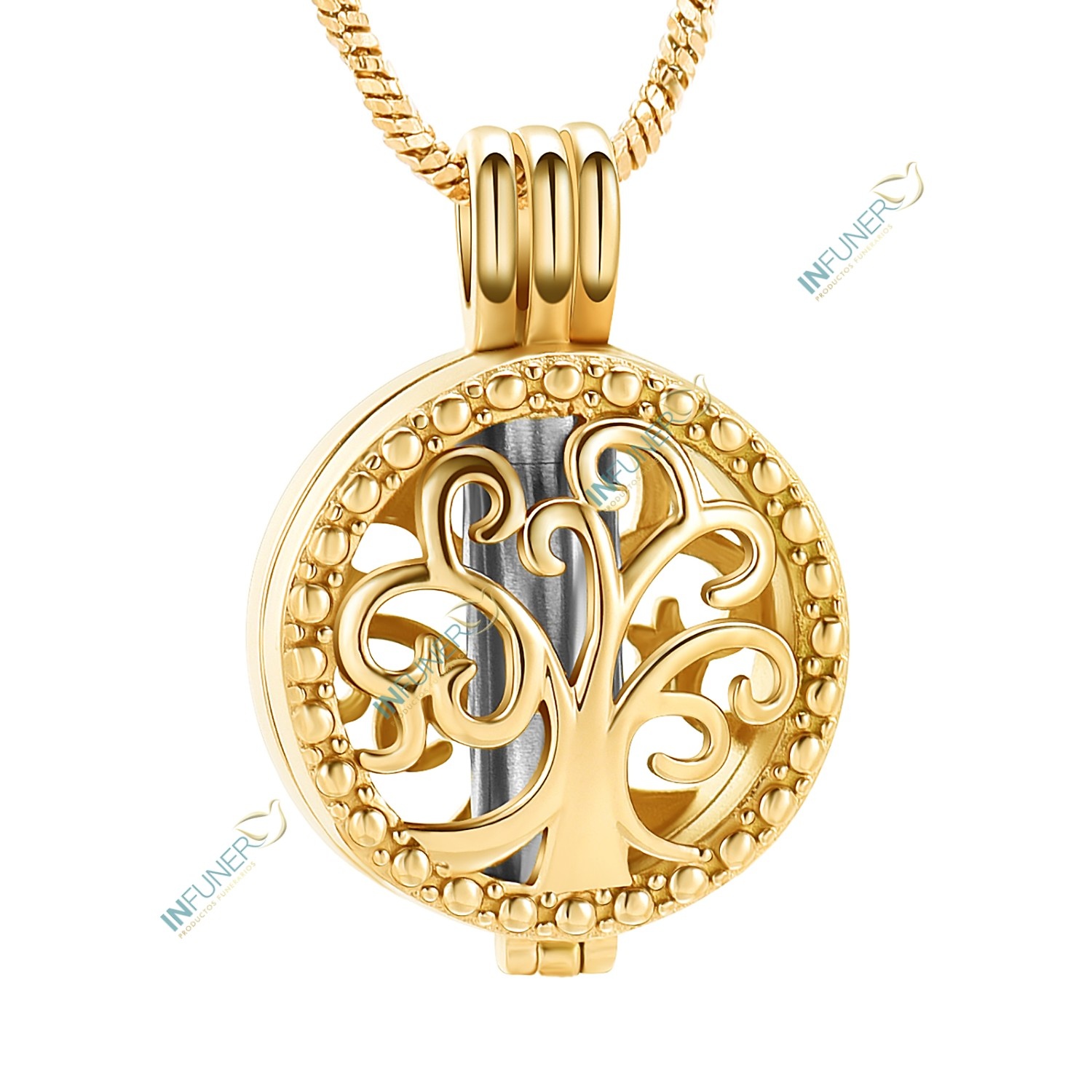 COLGANTE ACERO ARBOL DE LA VIDA DORADO 