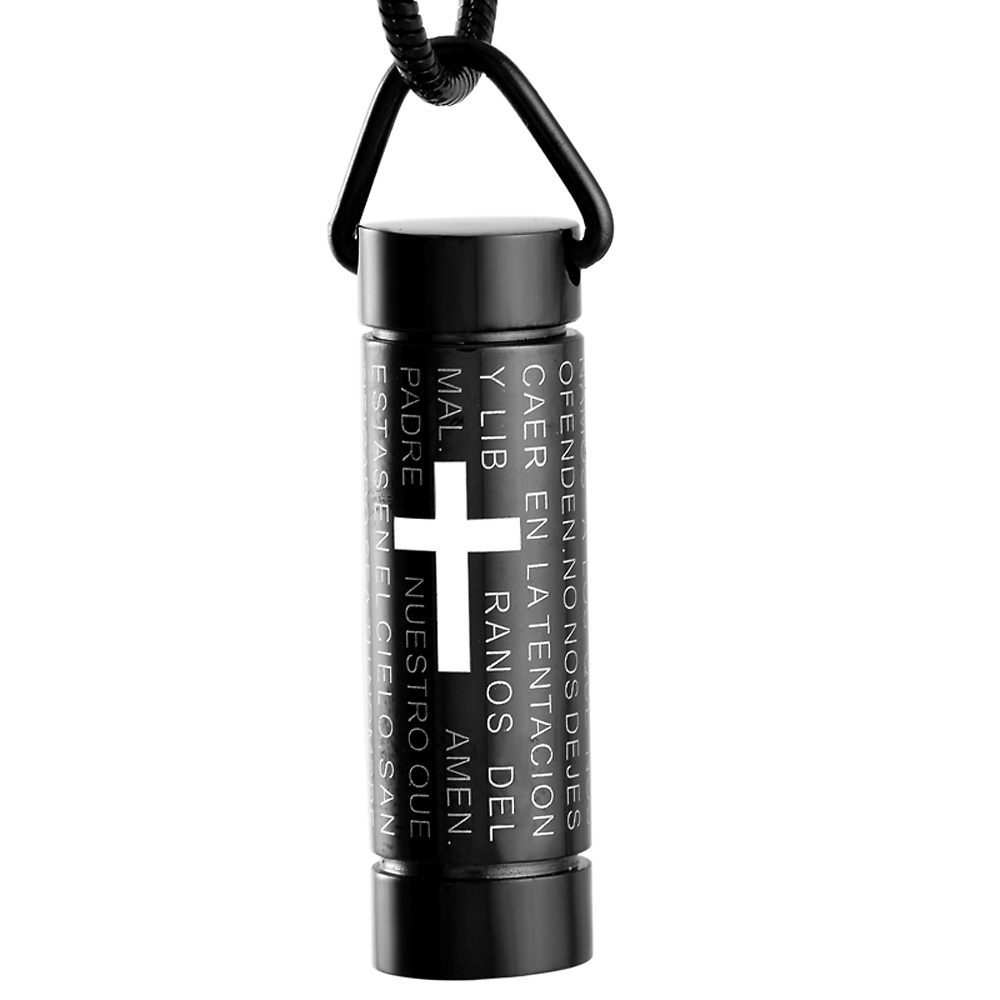 COLGANTE CILINDRICO NEGRO CON TEXTOS 