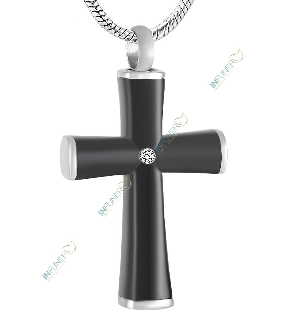 CRUZ DE ACERO NEGRA CON PIEDRA 
