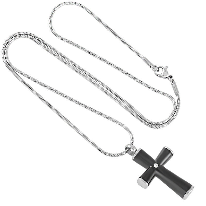 CRUZ DE ACERO NEGRA CON PIEDRA 
