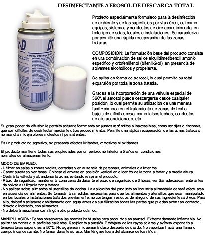 Desinfectante para salas, spray.Envase de 100 ml. 