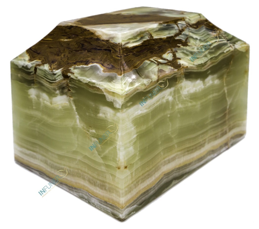 Urna Marmol cofre travertino verde. 