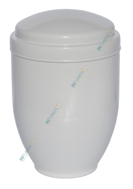URNA ACERO COSMOS  DOBLE TAPA 4 Lt. BLANCO BRILLO