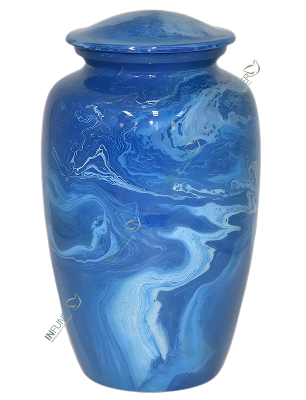URNA ALUMINIO MARMOLEADA AZUL