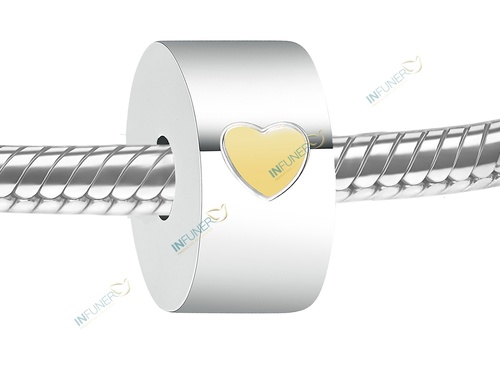 ABALORIO CILINDRO CORAZON PARA PULSERA ACERO