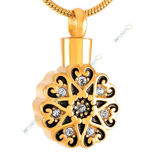 COLGANTE DORADO FLOR CORAZONES