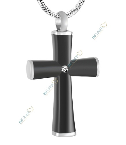 CRUZ DE ACERO NEGRA CON PIEDRA 