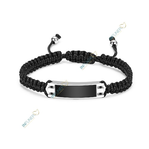 PULSERA DE CABALLERO CON CHAPA NEGRA HILO