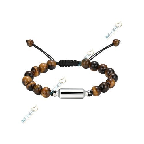 PULSERA DE CABALLERO CON CILINDRO BOLAS OJO DE TIGRE