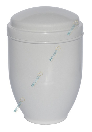 URNA ACERO COSMOS  DOBLE TAPA 4 Lt. BLANCO BRILLO