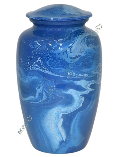 URNA ALUMINIO MARMOLEADA AZUL