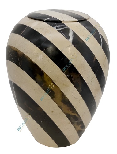 Urna Marmol  raya dos colores  oval.